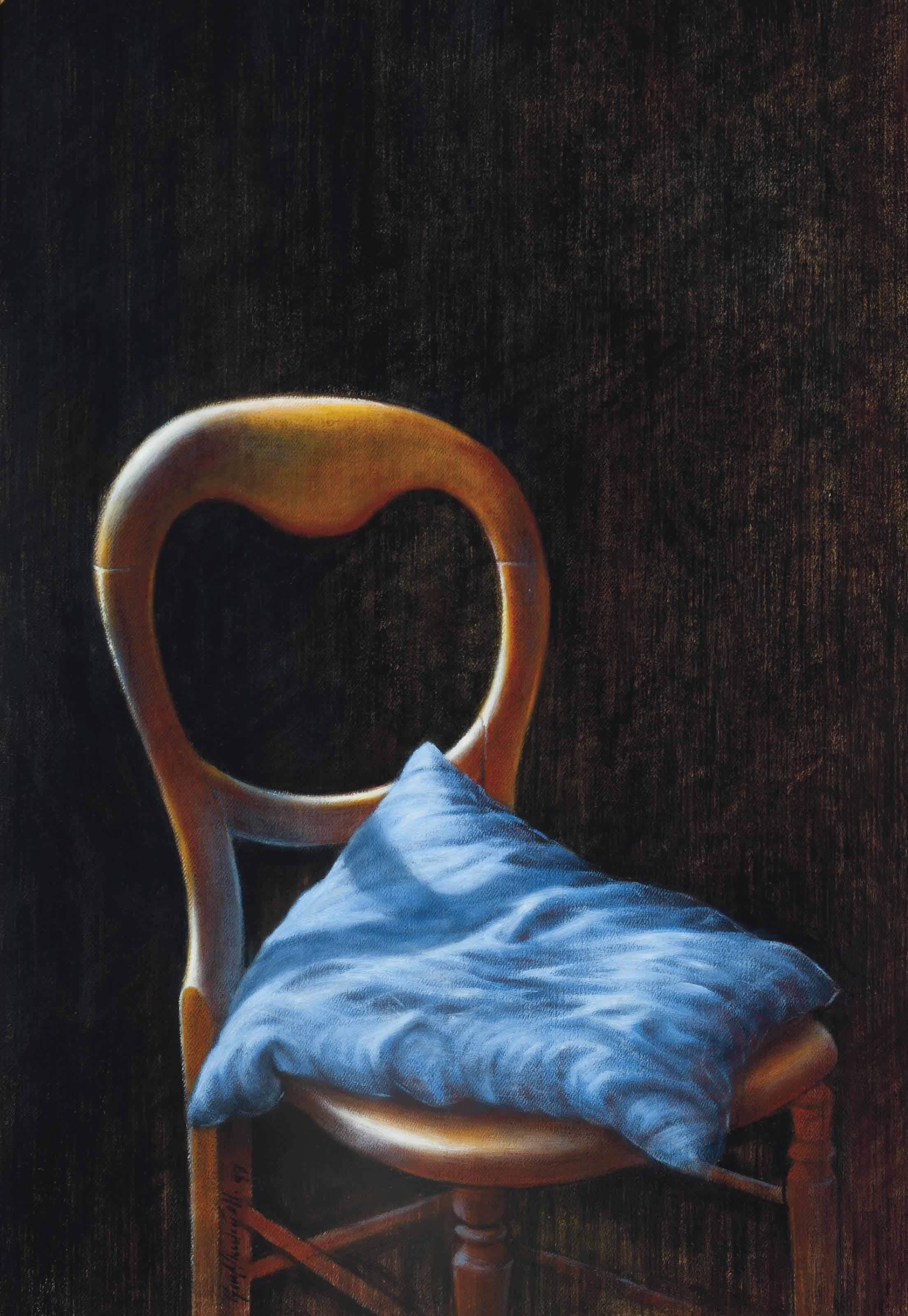 Guy Gladwell - Chair with a blue cushion