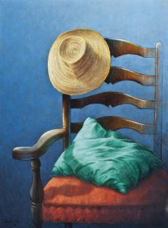 Guy Gladwell - Straw hat and a cushion on a chair