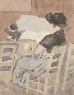 Gwen John - A woman and a young girl in a church interior