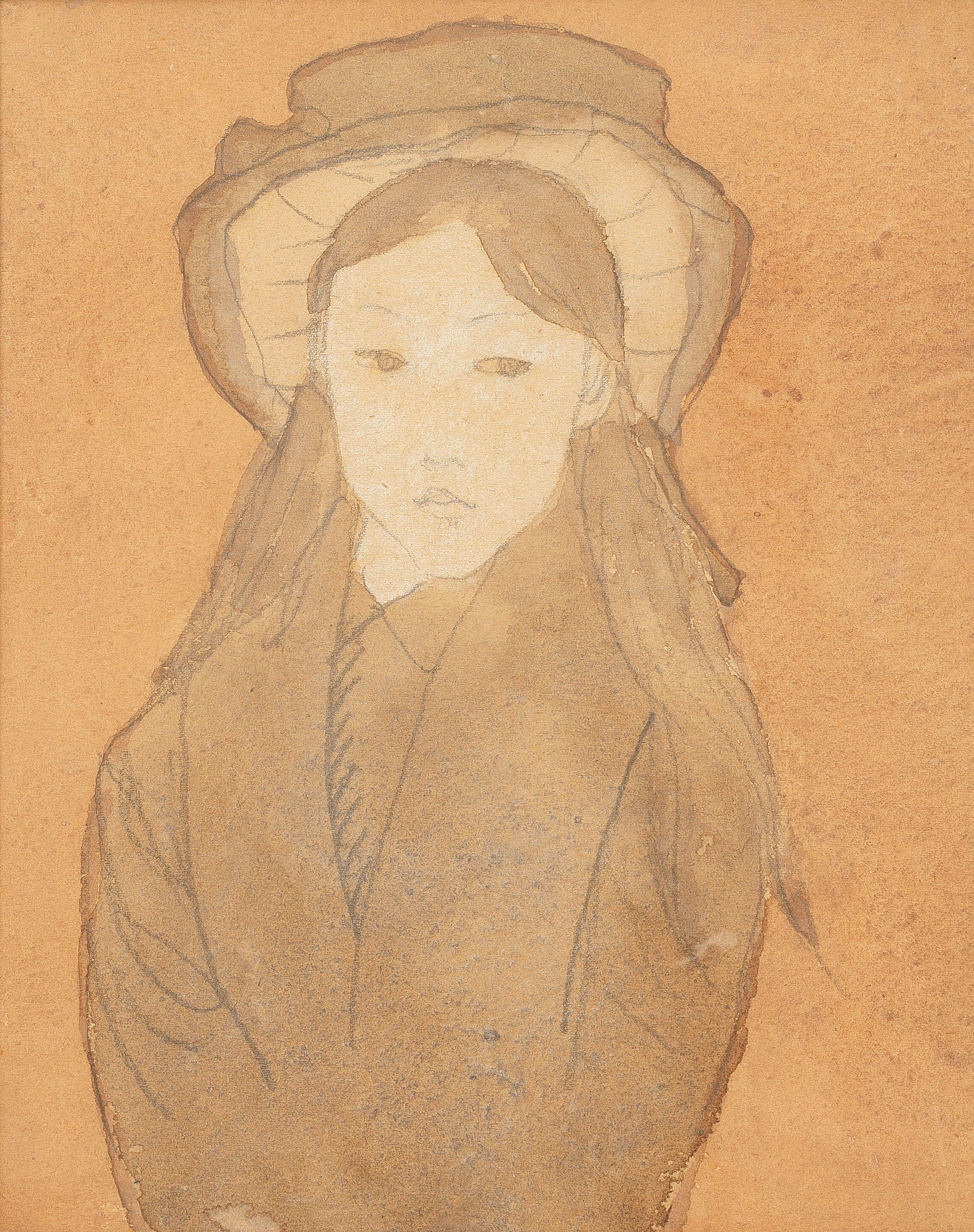 Gwen John - Little girl with a large hat and straw-coloured hair