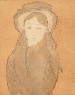 Gwen John - Little girl with a large hat and straw-coloured hair