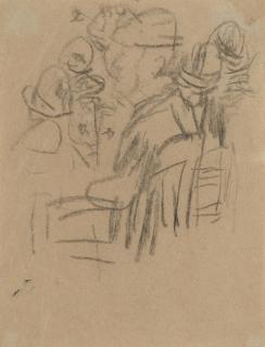 Gwen John - Man and Women Praying in Meudon Church