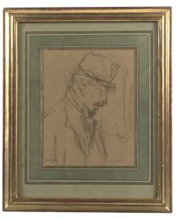 Gwen John - Portrait sketch of a gentleman, bust-length, in profile to dexter