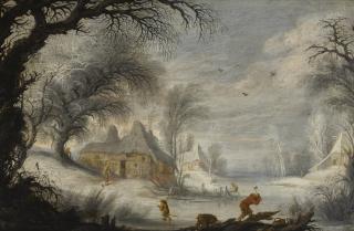 Gysbrecht Leytens - A Winter Landscape With Figures Gathering Faggots