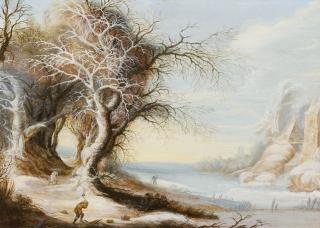 Gysbrecht Leytens - Winterlandschaft mit einem Holzfäller.