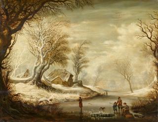 Gysbrecht Leytens - Winterlandschaft mit Eisanglern