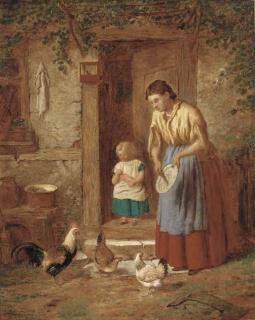 H. C. Bryant - Feeding the chickens