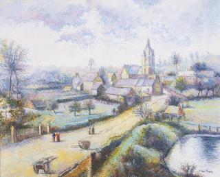 H. Claude Pissarro - Wy-Dit-Violet Village (L\'Église Et La Mare) 