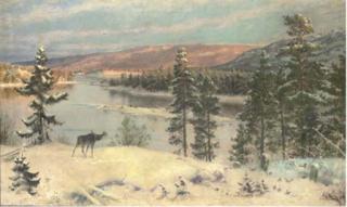 H. Knut Ekwall - An elk in a winter landscape
