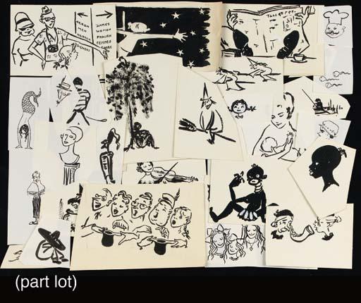 H.M. Beatrix van Oranje-Nassau, Queen of the Netherlands - A collection of 40 drawings, with a letter and envelope, addressed to M.C.W. Moolenburgh, stamped on 8 July 1960.