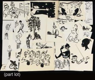 H.M. Beatrix van Oranje-Nassau, Queen of the Netherlands - A collection of 40 drawings, with a letter and envelope, addressed to M.C.W. Moolenburgh, stamped on 8 July 1960.