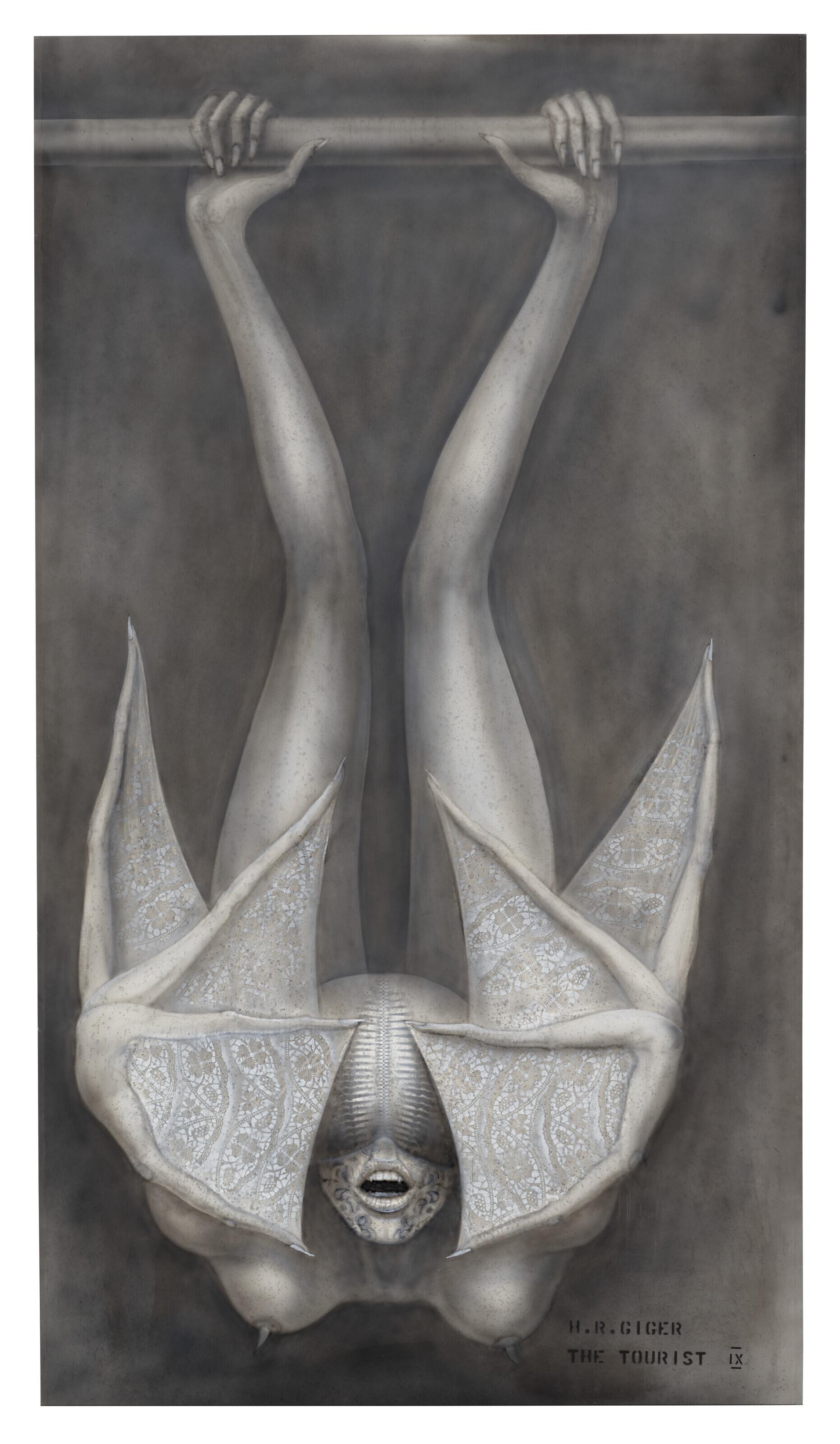 H.R. Giger - The Tourist IX, Hanging Alien Looking Dying Spider