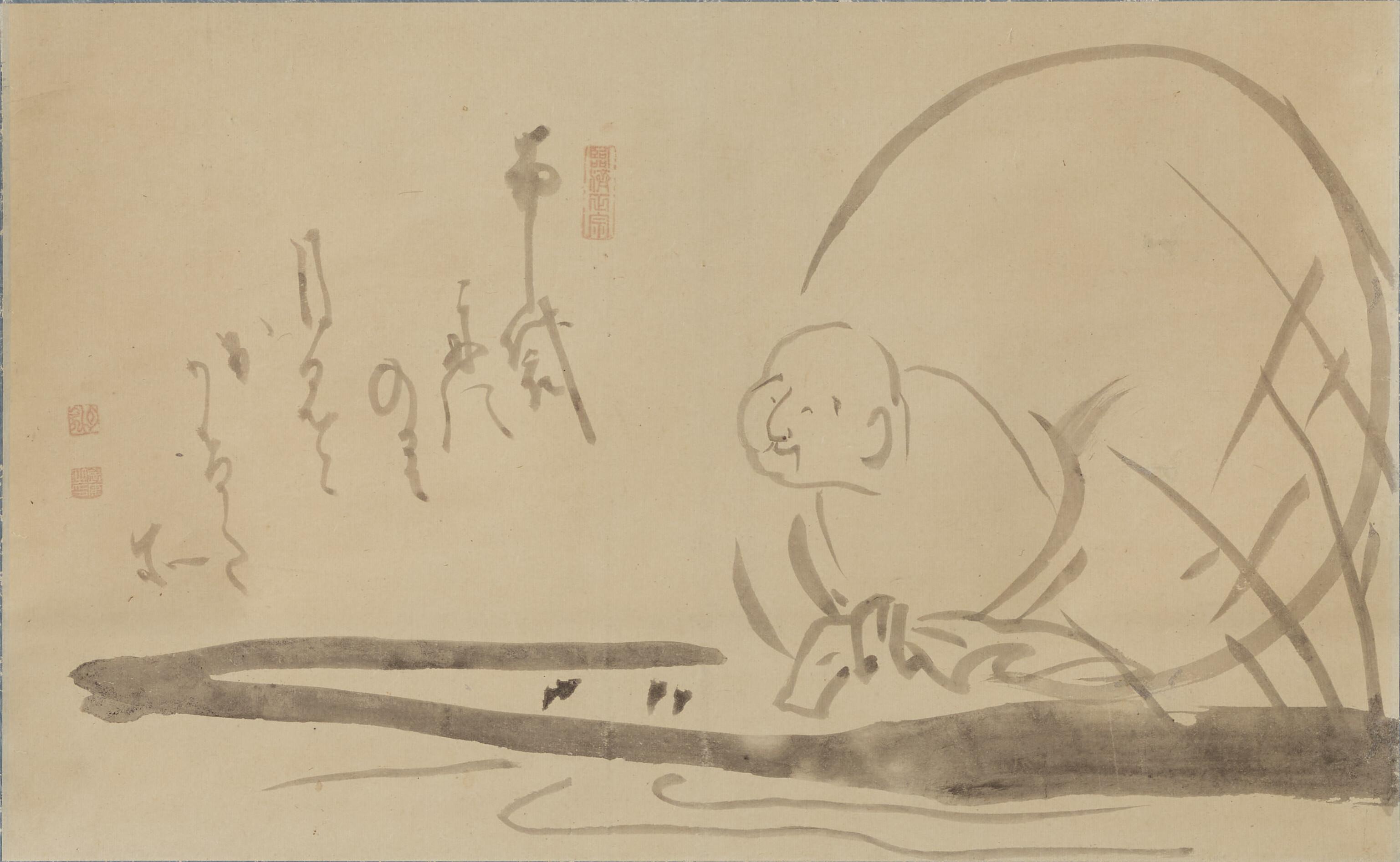 Hakuin Ekaku - Hotei admiring the moon