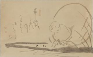 Hakuin Ekaku - Hotei admiring the moon