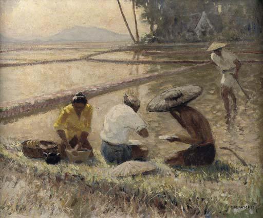 Hal Wichers - Workers reposing in the ricefield