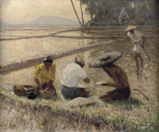 Hal Wichers - Workers reposing in the ricefield