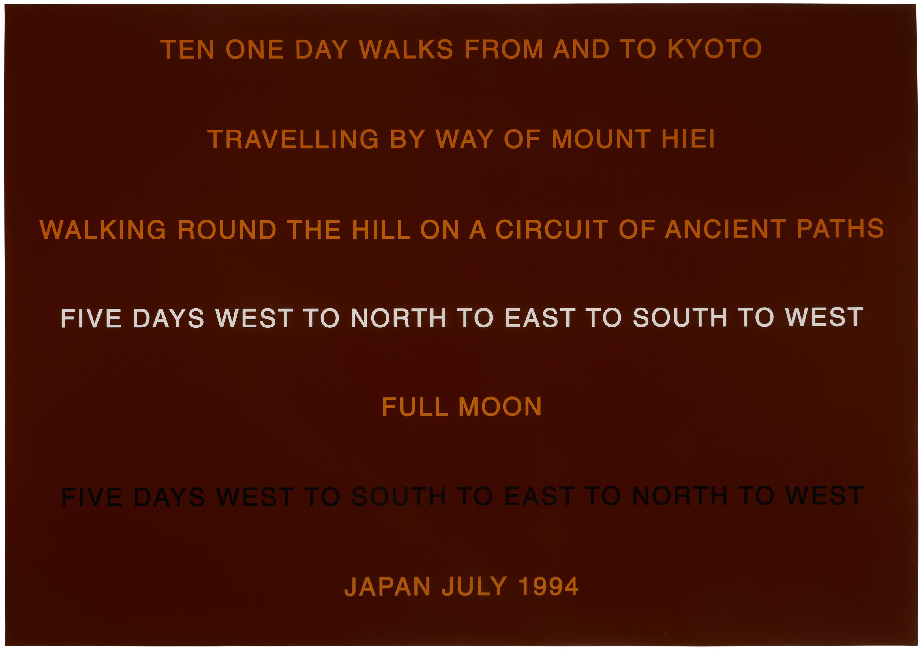 Hamish Fulton - Ten One Day Walks From And To Kyoto July 1994, from A Series of Twelve Prints by Six Artists