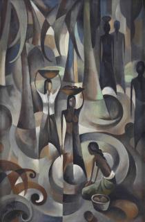 Han Snel - Balinese women with baskets