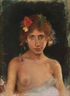Hanna Hirsch-Pauli - Model with flowers in her hair