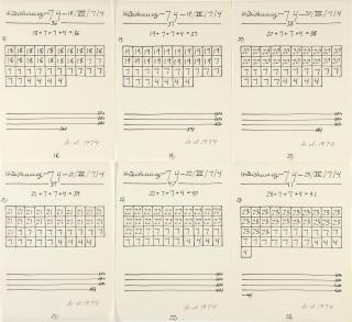 Hanne Darboven - 6 Bll.: „K-Zeichnungen“.