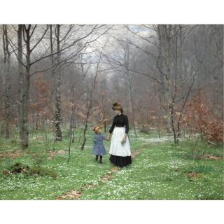 Hans Andersen Brendekilde - Danish De Første Anemoner (The First Anemones)