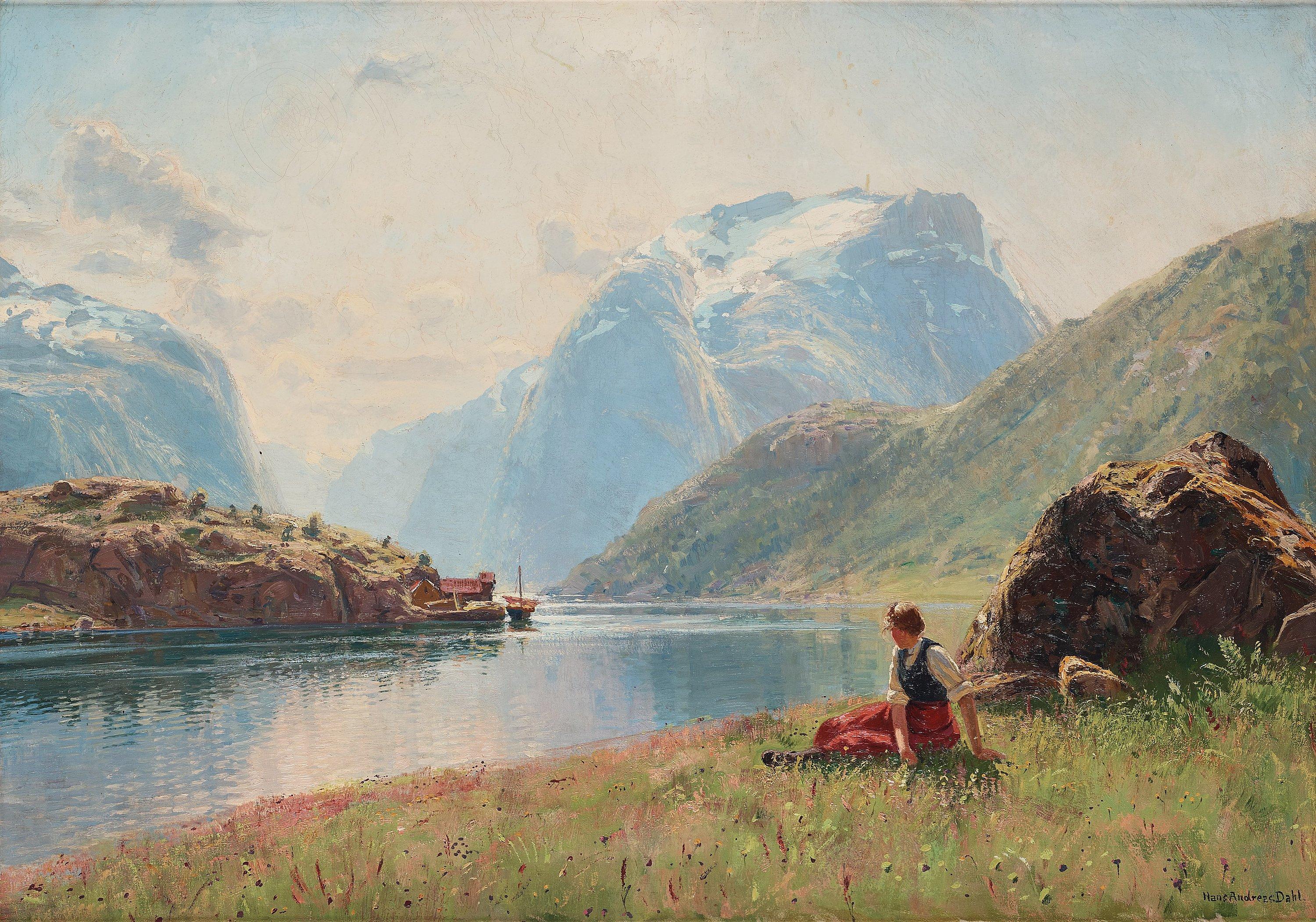 Hans Andreas Dahl - Scene from a Norwegian fjord
