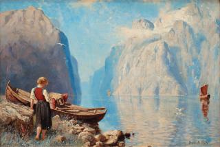 Hans Andreas Dahl - Scene from a Norwegian fjord