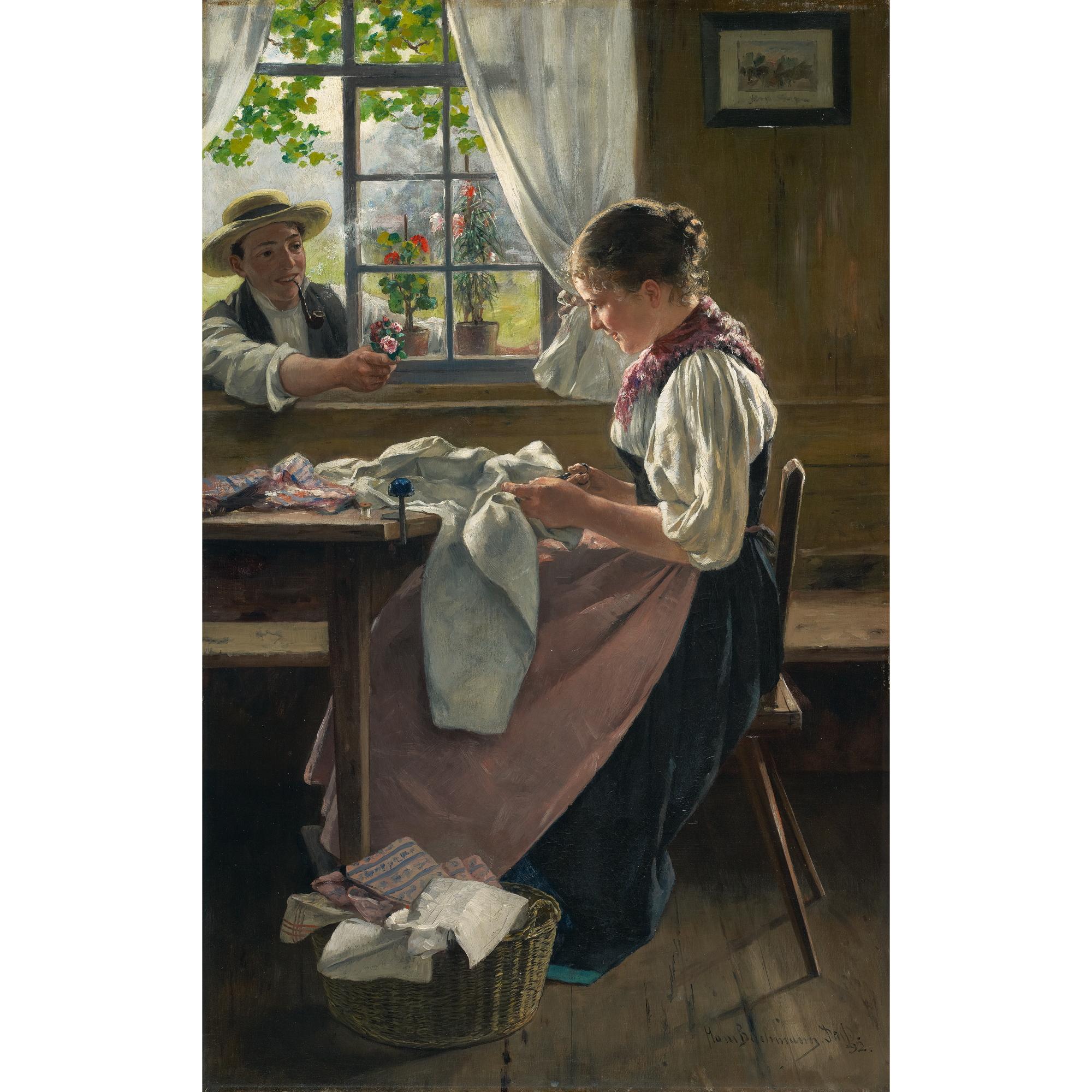 Hans Bachmann - Nähendes Mädchen, 1892 Sewing Girl, 1892