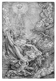 Hans Baldung - Der Leichnam Christi, von Engeln zum Himmel getragen.