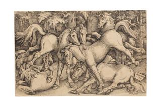 Hans Baldung - Group of Seven Wild Horses