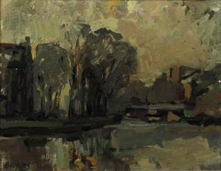 Hans Bayens - Boats in a harbour