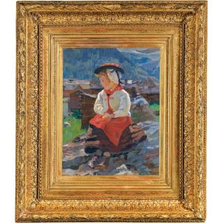 Hans Beat Wieland - Kleines Mädchen, Evolène Little  Girl, Evolène