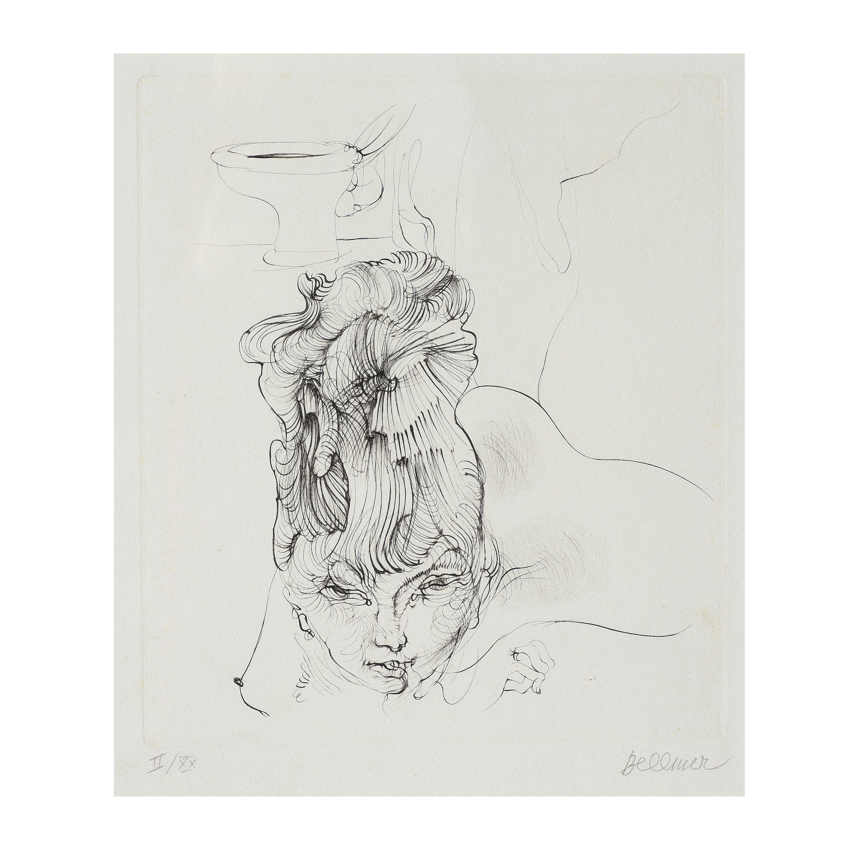 Hans Bellmer - Femme en cheveux, 1973