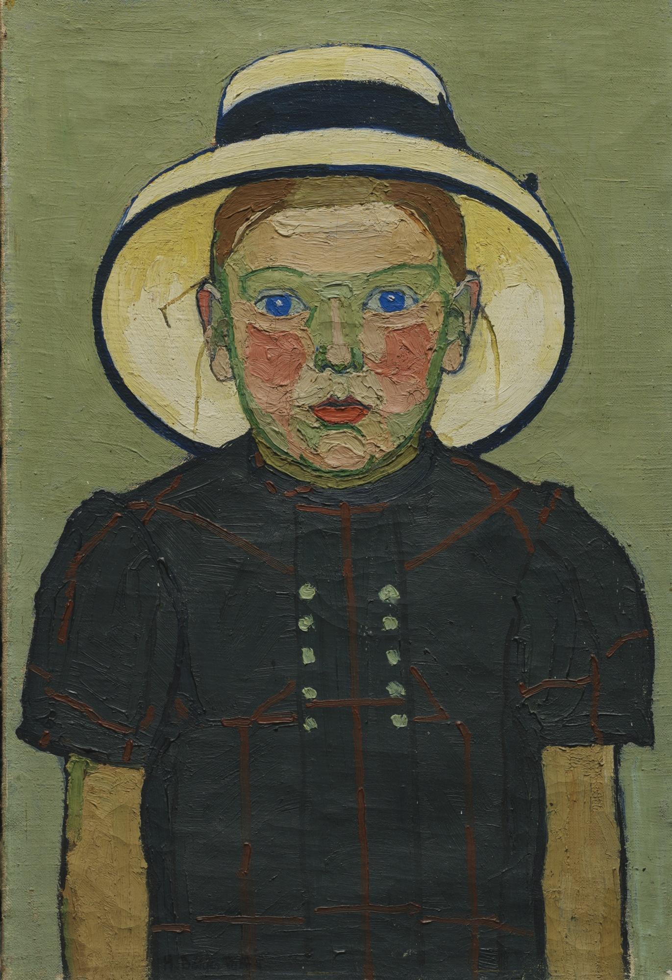 Hans Berger - Fillette Au Chapeau De Paille