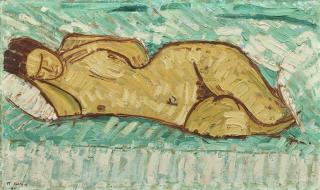 Hans Berger - Liegender Weiblicher Akt, 1911