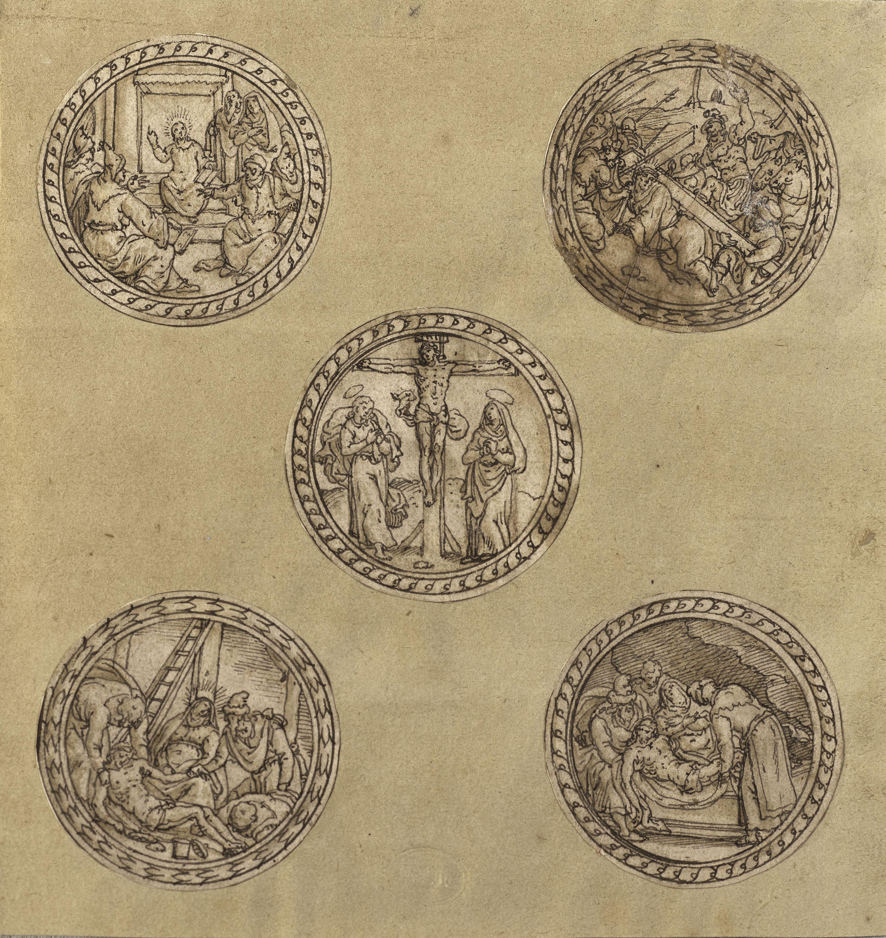 Hans Bol - Cinq médaillons représentant la Passion du Christ