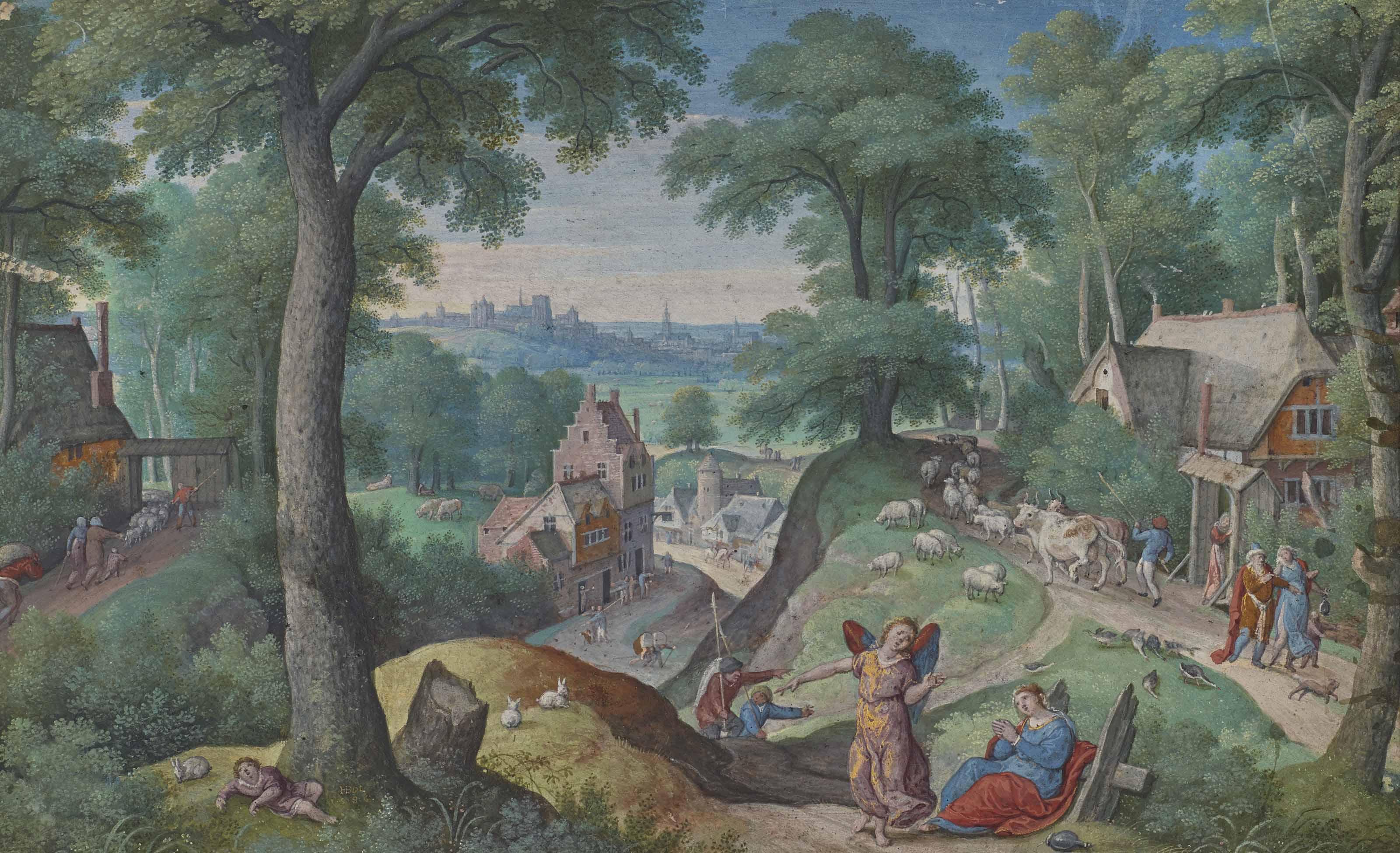 Hans Bol - L\'apparition de l\'ange devant Agar