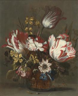 Hans Bollongier - Tulips And Other Flowers In A Glass Vass