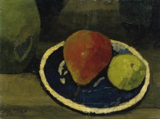 Hans Brühlmann - Birne und Apfel in blauer Schale, 1908