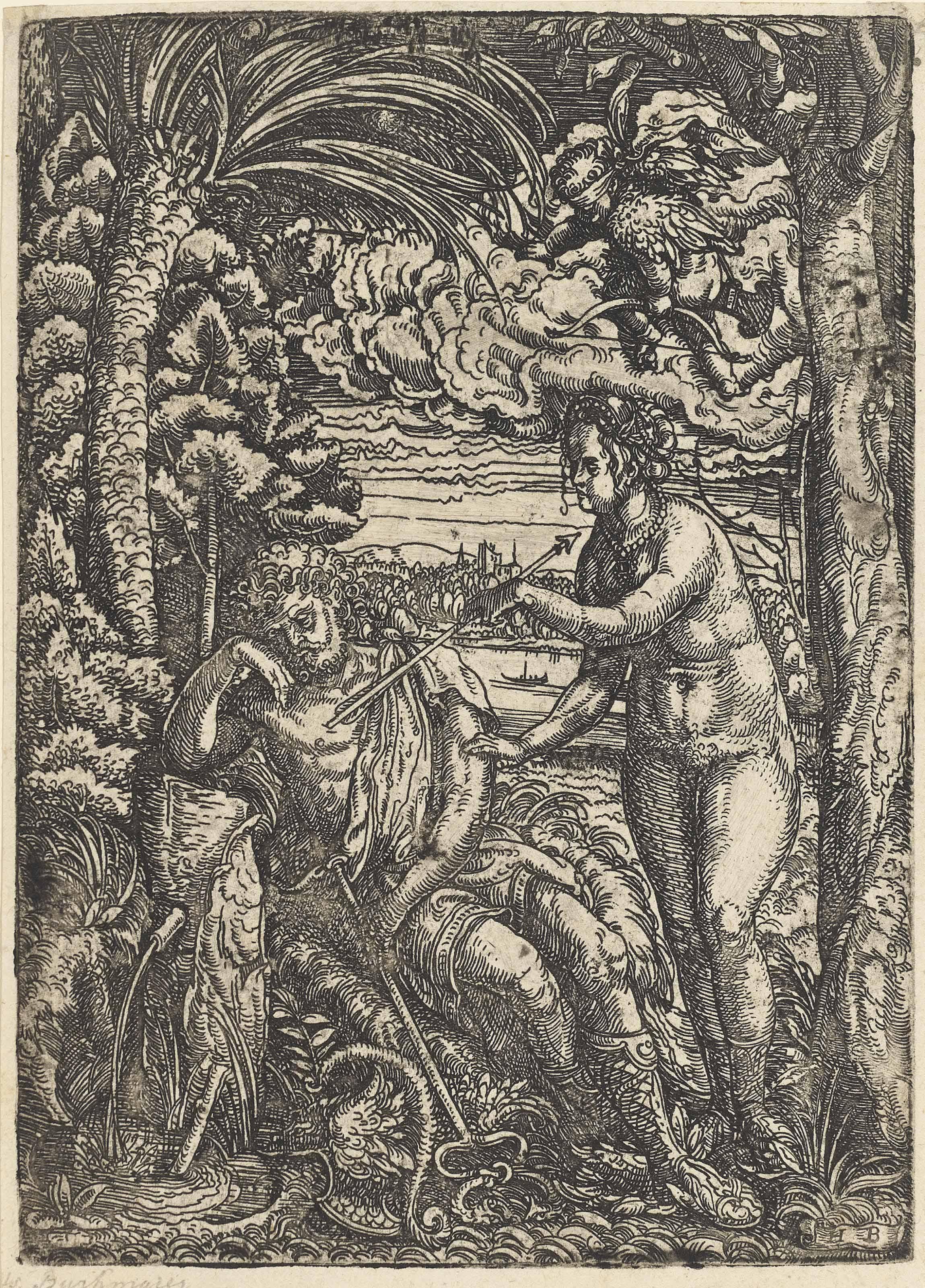 Hans Burgkmair The Elder - Venus And Mercury (Bartsch 1; Hollstein 834)