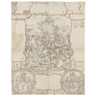 Hans Caspar Lang - Moses\' Arms Held Up By Aaron And Hur, With The Arms Of Abegg