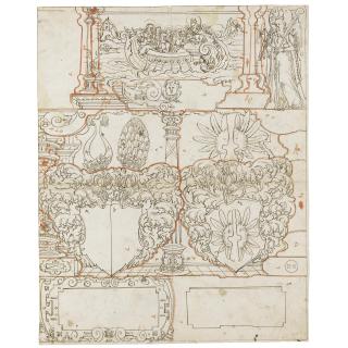 Hans Caspar Lang - The Von Heideck And Von Hallwil Arms, With The Figure Of Saint Ursula And A Scene From Her Life