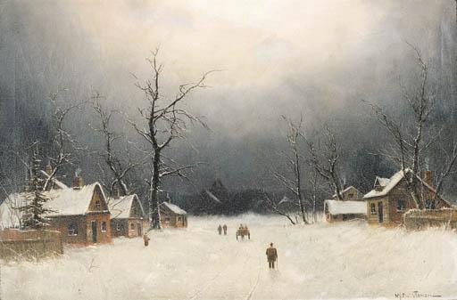 Hans Christiansen - Village Snow Scene
