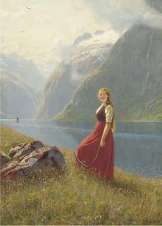 Hans Dahl - A young harvester at a sunlit fjord