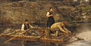 Hans Dahl - Fishing from a raft