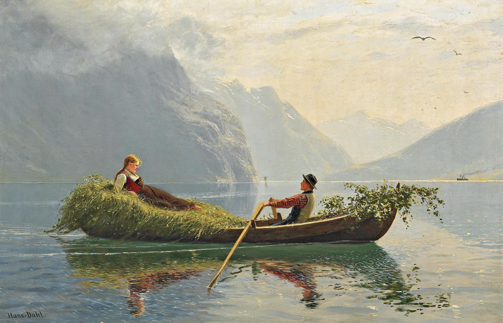 Hans Dahl - Junges Paar im sommerlichen Fjord.