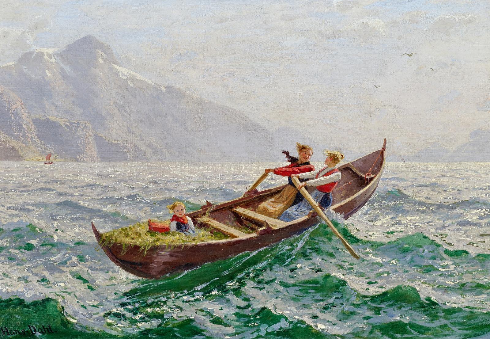 Hans Dahl - Stürmische Bootsfahrt am Fjord