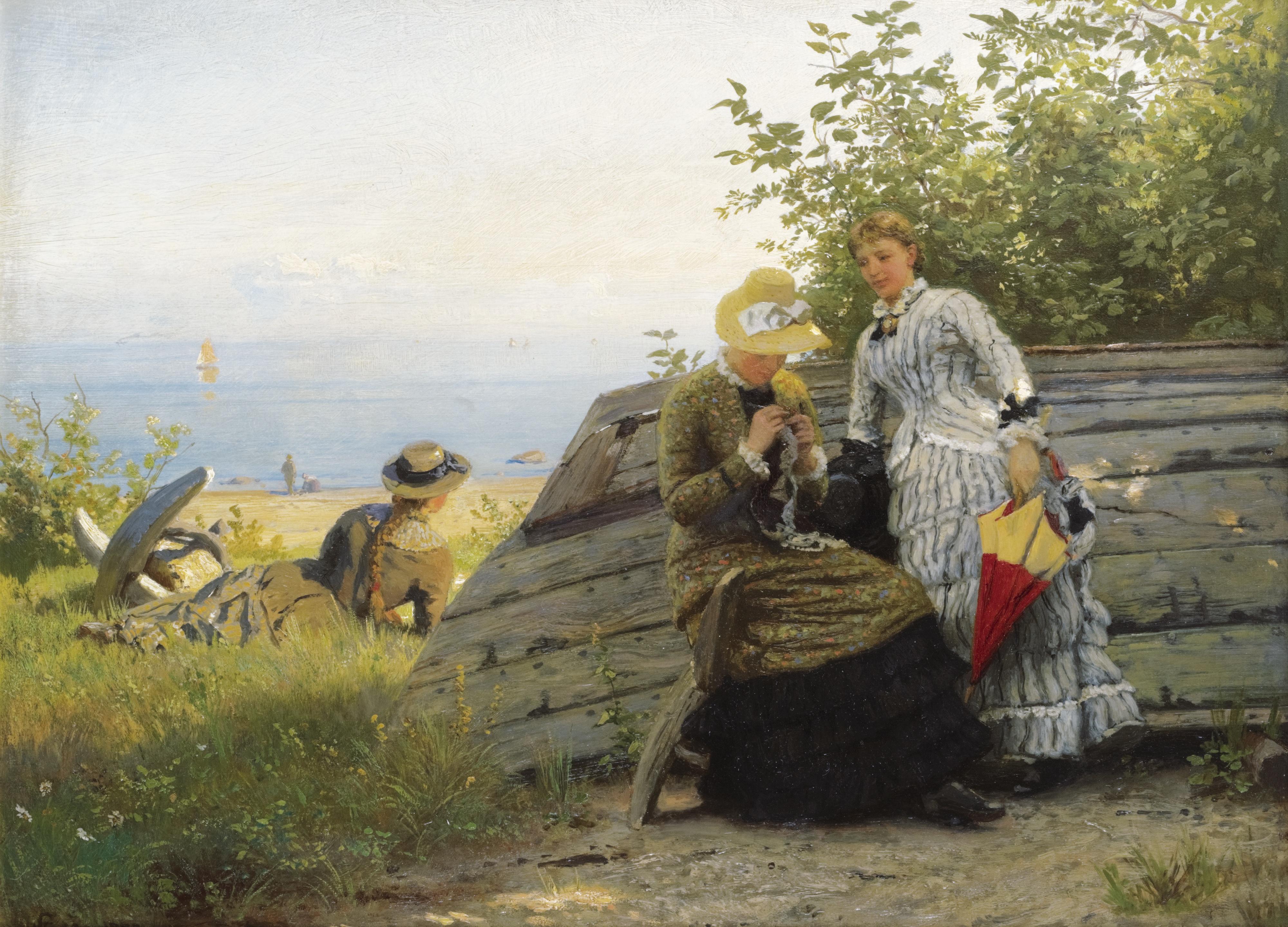 Hans Fredrik Gude - Norwegian ladies In The Sunshine