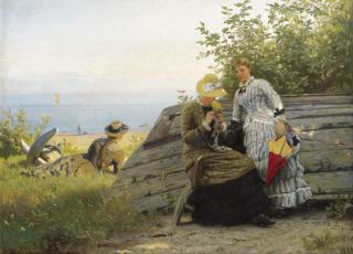 Hans Fredrik Gude - Norwegian ladies In The Sunshine