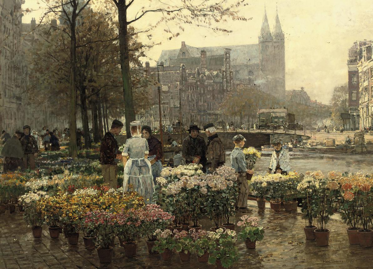 Hans Herrmann - Selling Flowers on the Flower Market, Amsterdam